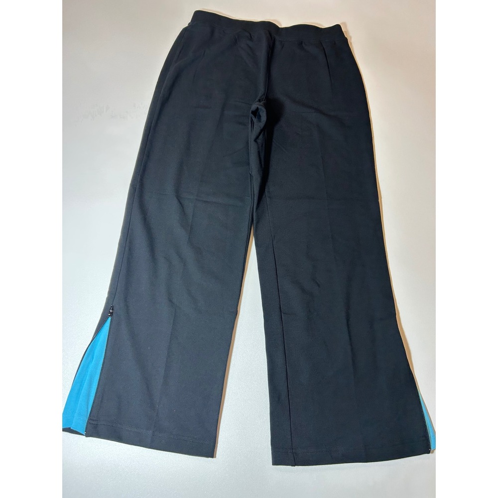 Talbots Petites Yoga Pants Women's Size PS Black Blue Zipper Hem Activewear